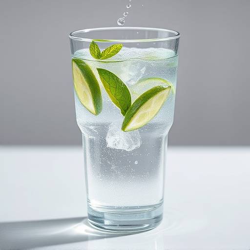 A refreshing glass of clear water with condensation on the glass