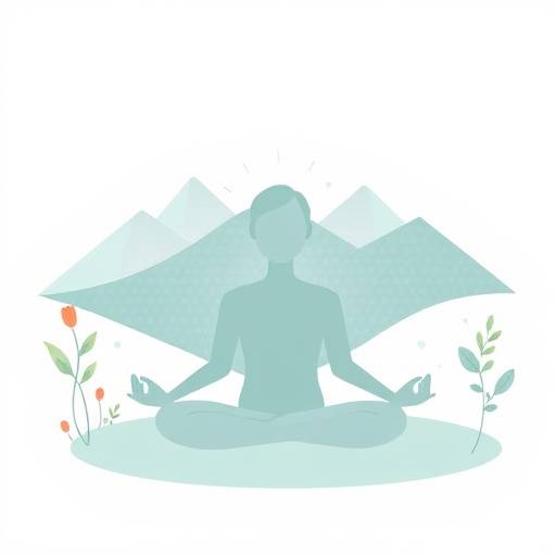 Illustration of a peaceful mind, showing a person meditating in nature surrounded by calming colors.